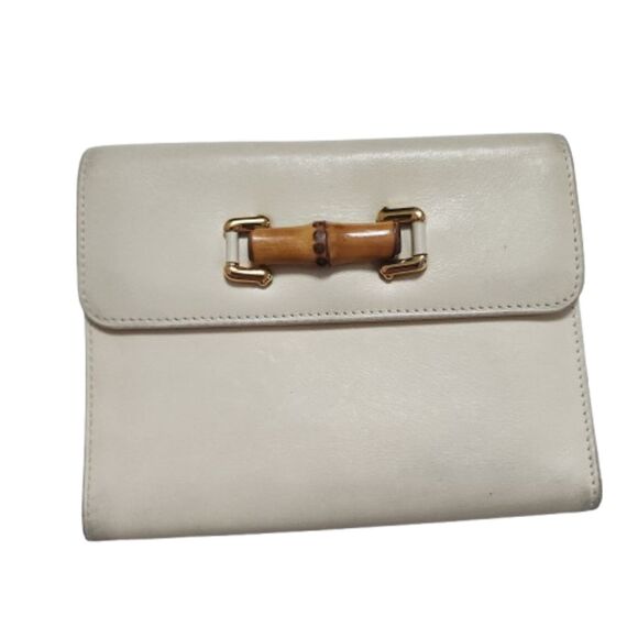 Gucci Soft Leather Bamboo Cream Tone Wallet - Picture 1 of 9